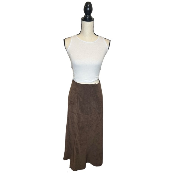 Cato Dark Brown Whimsygoth Faux Suede Maxi Skirt Size 12 - Picture 1 of 5